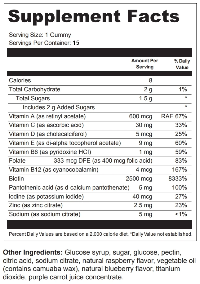 Hair, Skin & Nails Gummies Travel Size ingredient image