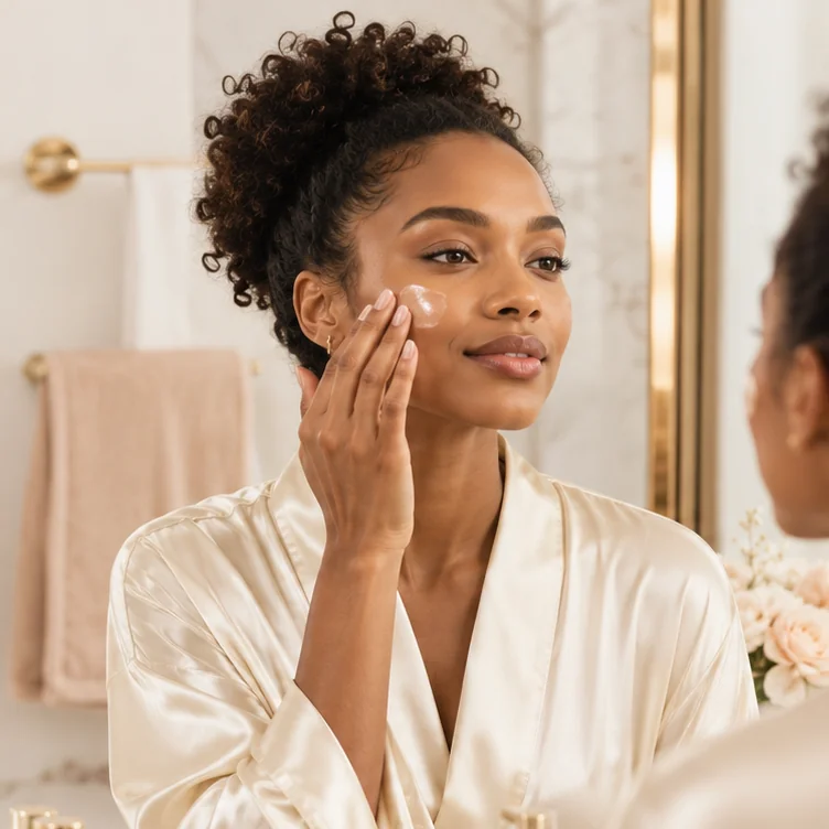 Elegant skincare routine moment